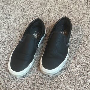 Vans Black Leather Slip-Ons M8.5/W10